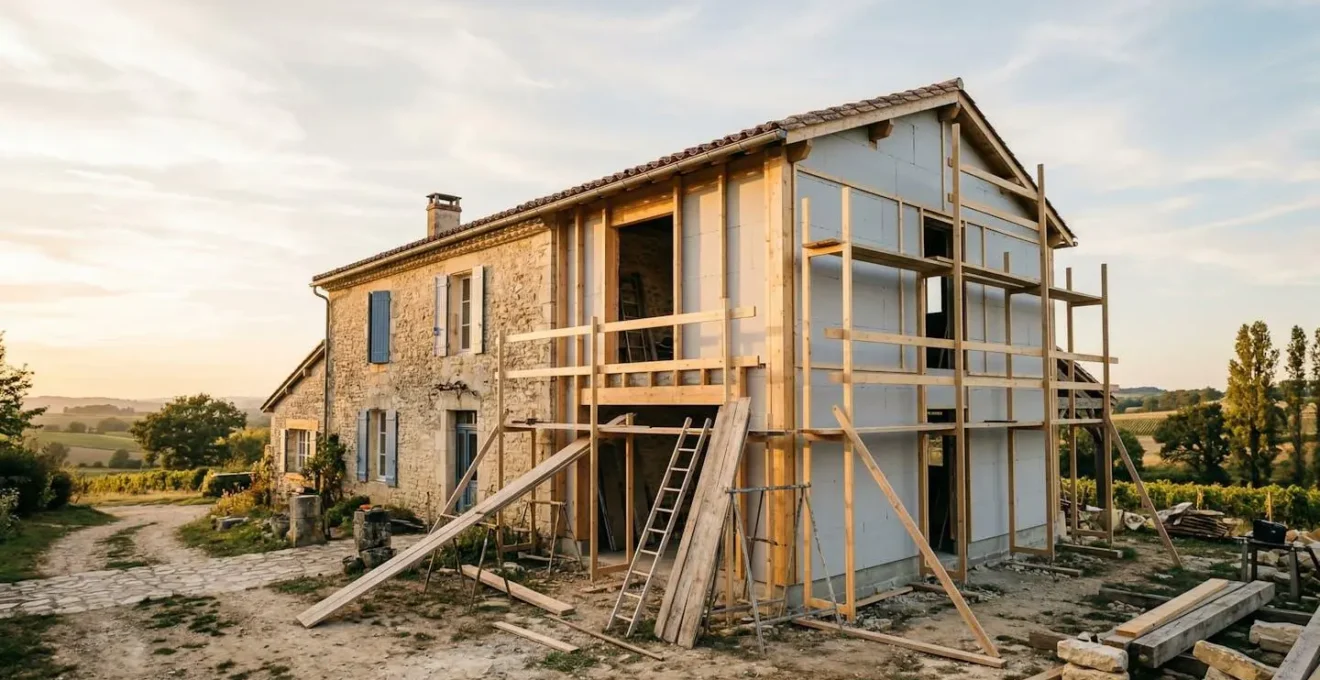 Rénovation énergétique d'une maison avec isolation thermique et amélioration du DPE