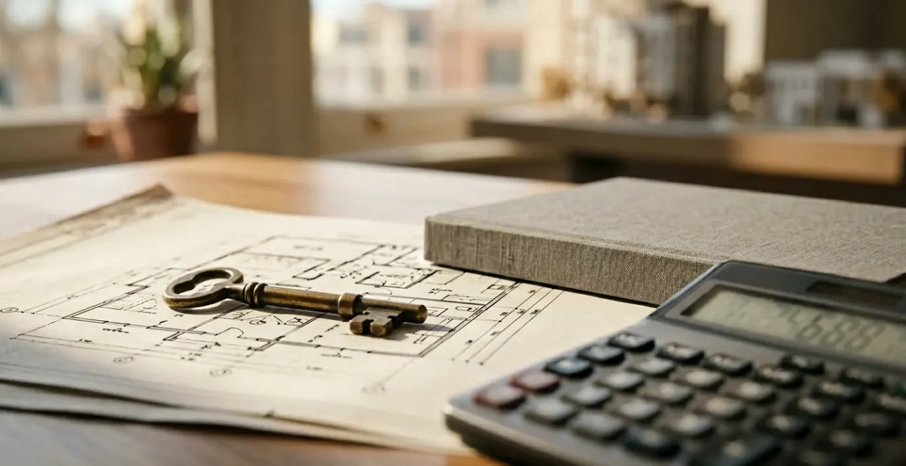 Investissement immobilier LMNP avec documents fiscaux et calculatrice pour optimisation de l'amortissement comptable