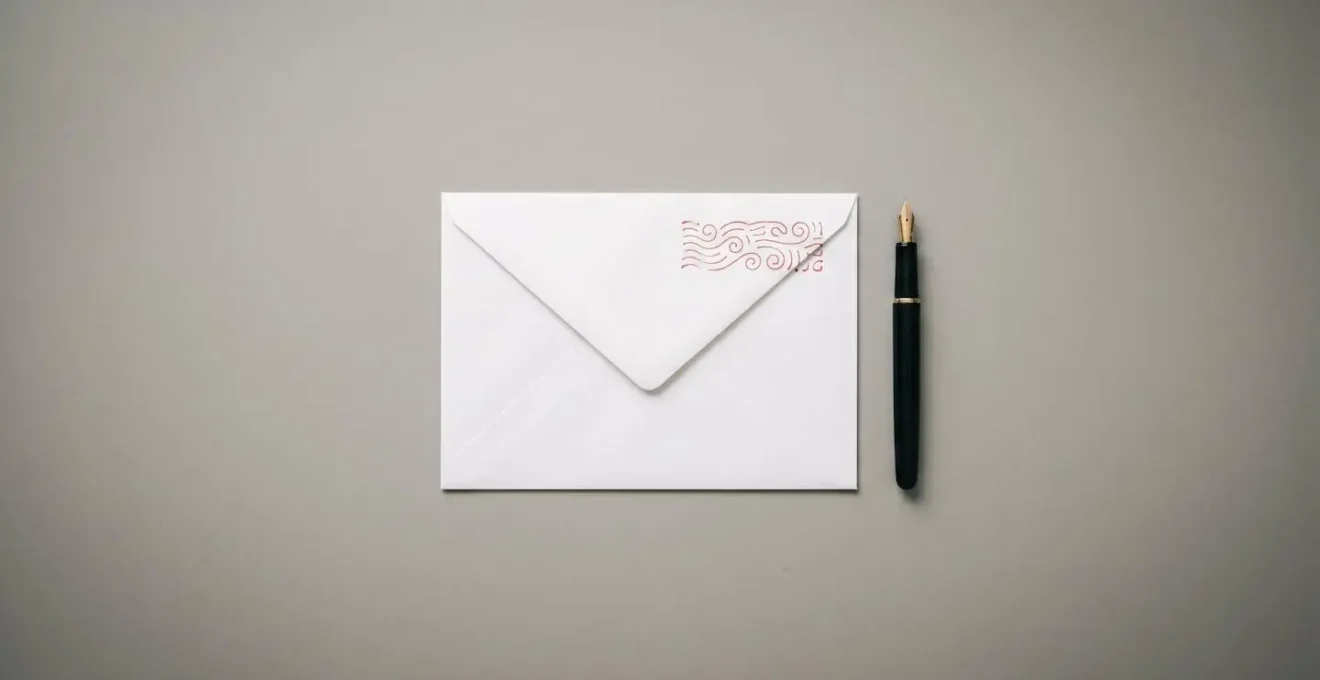 Enveloppe de courrier recommandé posée sur un bureau avec tampon officiel